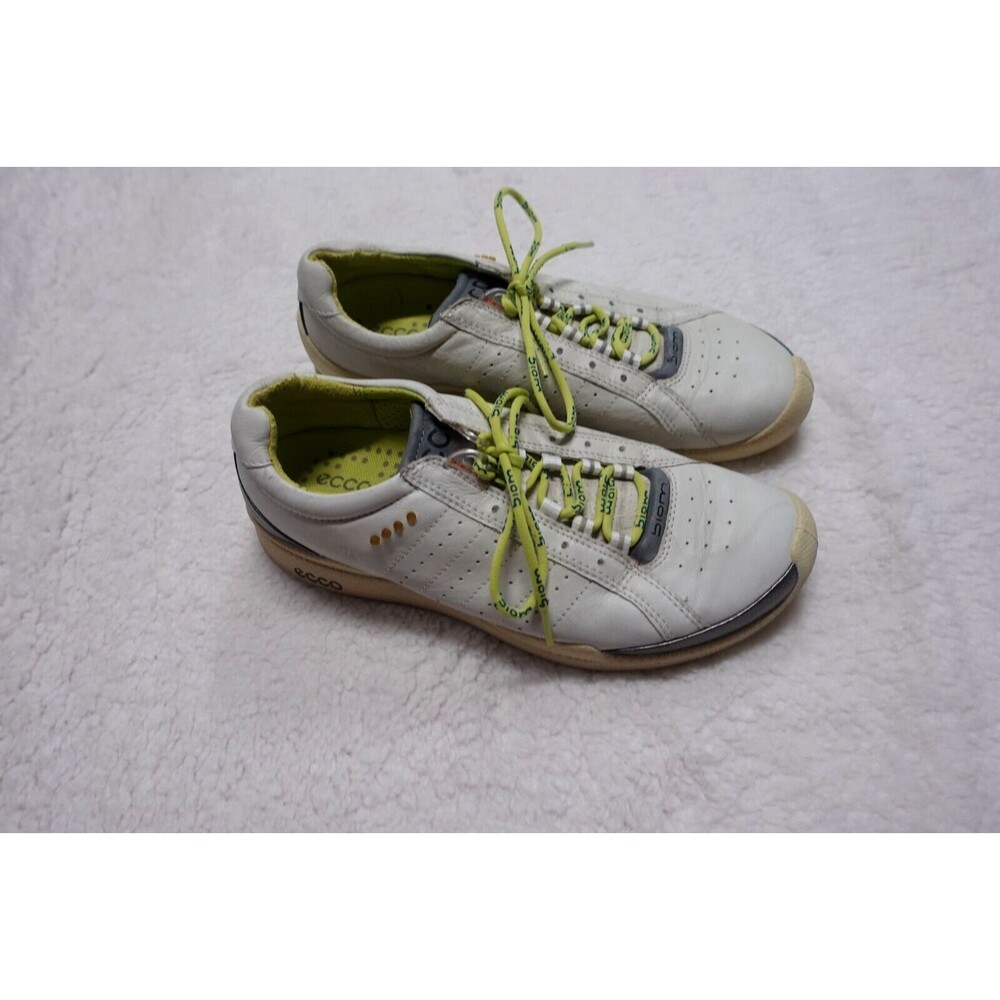 Ecco Size 6.5 White Green Leather Biom Hybrid Golf Shoes Athletic Tech